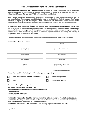Tenth District Standard Form for Account Confirmations