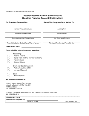 Standard Bank Confirmation Form