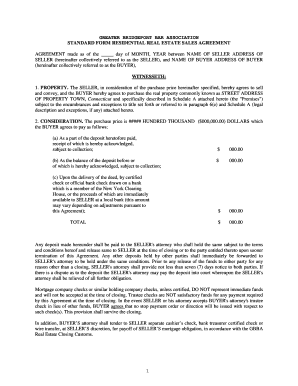 Greater Bridgeport Bar Associstion Real Estate Contract  Form