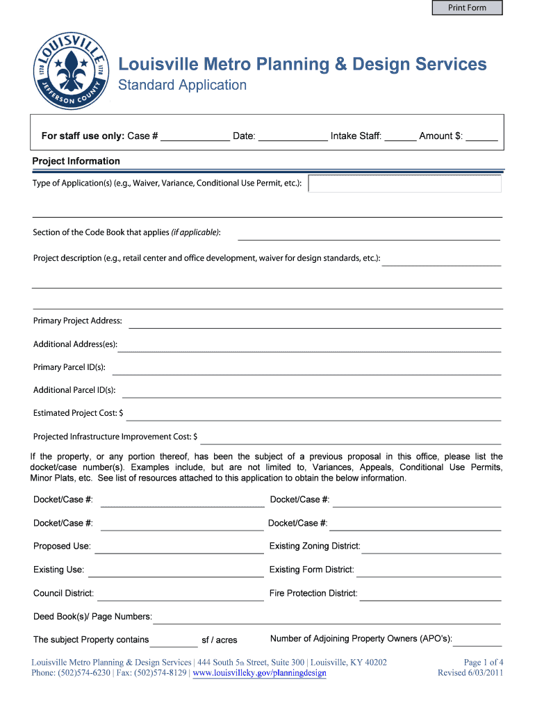 Pre Application Checklist for CUP &amp; Zoning Louisvilleky  Form