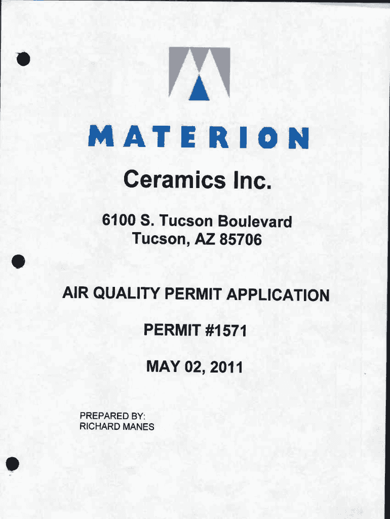 Get and Sign Materion Ceramics, Inc Air Quality Permit Renewal Application  Pima  Form