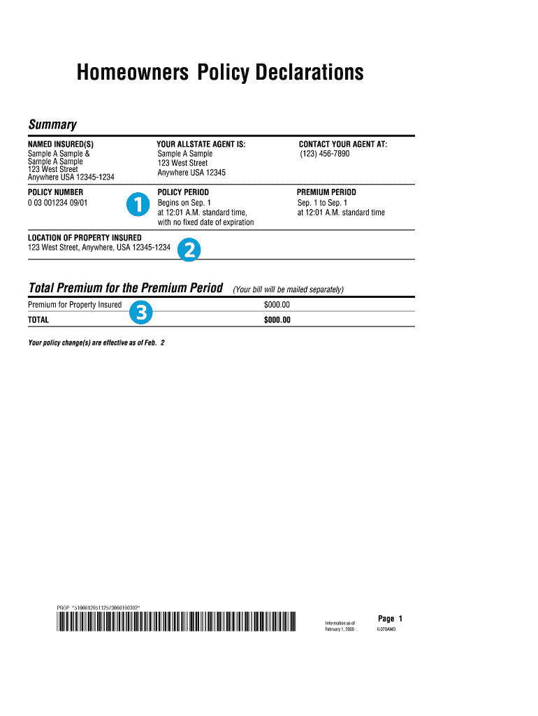 Allstate Insurance Card Template  Form