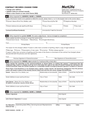 Metlife Change of Ownership Form