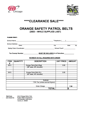  School Safety Patrol Belts for Sale Form 2003-2024