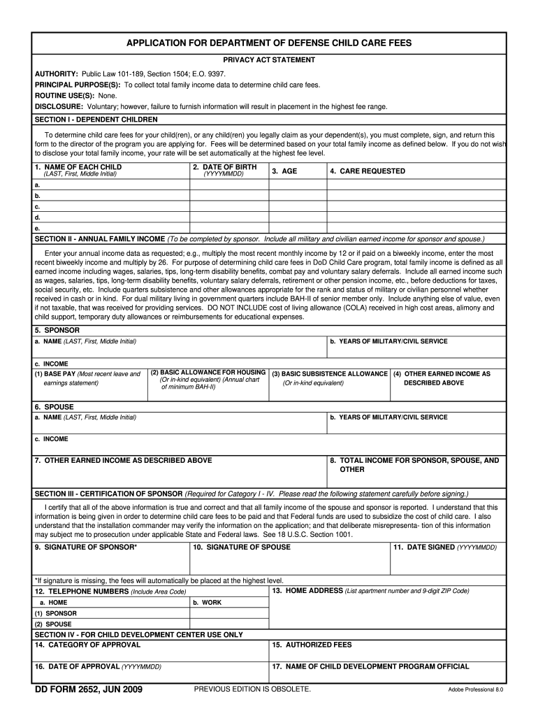 Dd Form 2652 2009-2025