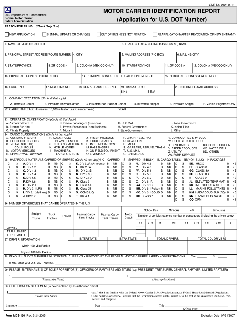 Get and Sign Motor Carrier Identification Report Form 2018