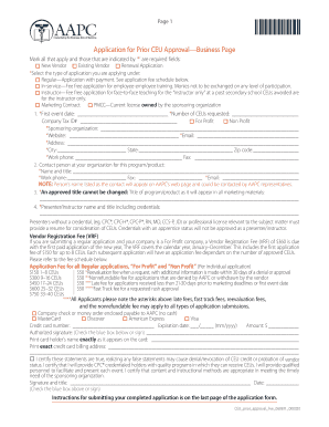 Application for Prior CEU Approval Business Page  Form