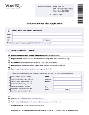 Gabon Business Visa Application Gabon Visa VisaHQ  Form