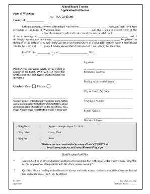 School Board Trustee Application for Election Platte County Clerk  Form