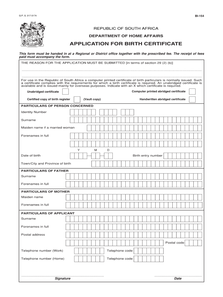 Unabridged Birth Certificate Form