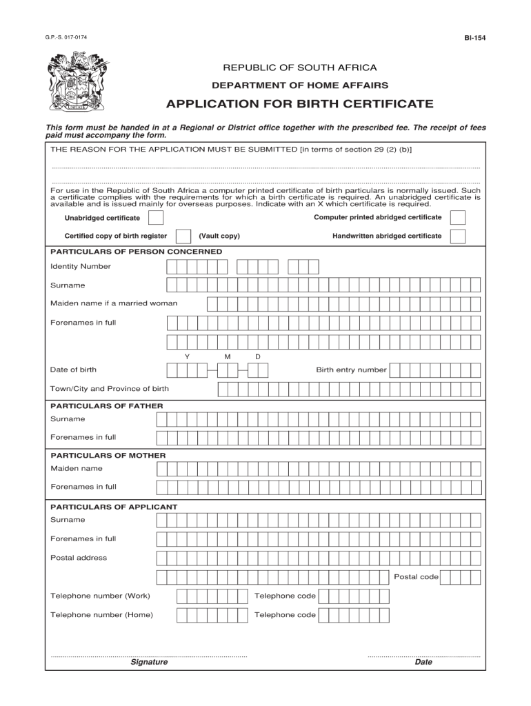 South Africa Other Forms