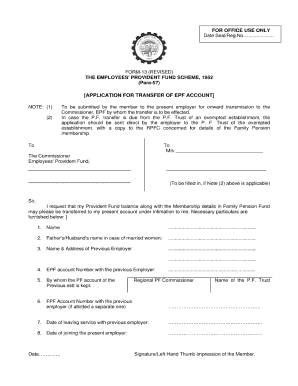 Editable Form 13 for Pf Transfer