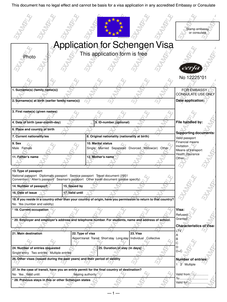 Schengen Visa Application Form PDF