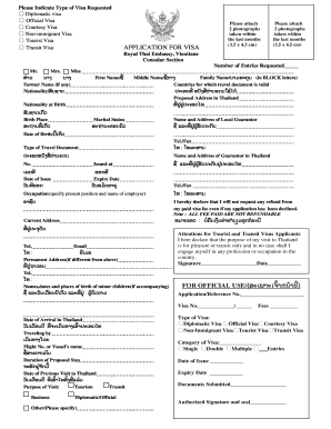 Application for Visa Thailand  Form