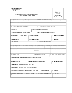 Chile Visa Application Form PDF