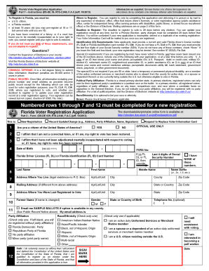 Florida Voter Registration Application Election Dos State Fl  Form