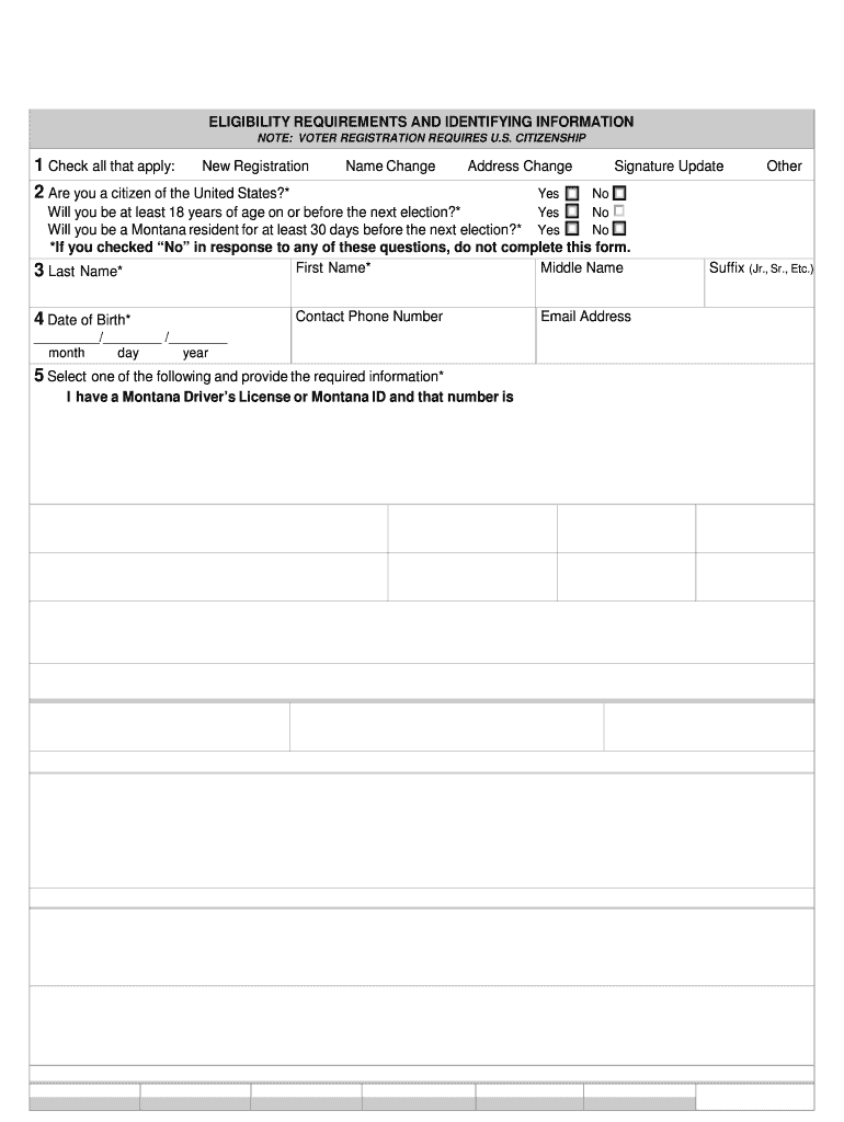 MONTANA VOTER REGISTRATION APPLICATION Sos Mt  Form