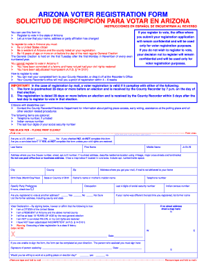 ARIZONA VOTER REGISTRATION FORM SOLICITUD DE INSCRIPCIN PARA VOTAR EN ARIZONA Calvoter