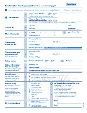 Printable Voter Registration Form Ny