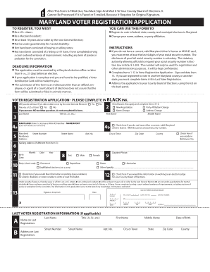 MARYLAND VOTER REGISTRATION APPLICATION a B Smcm  Form