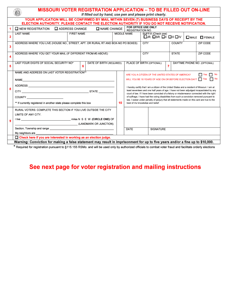 Missouri Voter Registration Form