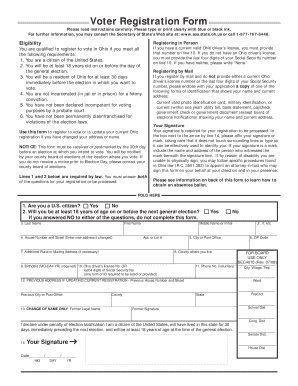 Ohio Voter Registration Form Ohio Secretary of State Sos State Oh