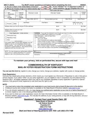 Kentucky Mail in Voter Registration Form Fayette County Clerk