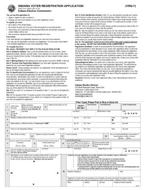 Indiana Voter Registration Change of Address Fillable Form