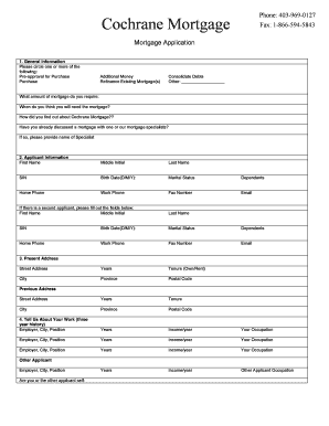 Online Mortgage Application Cochrane Mortgage  Form