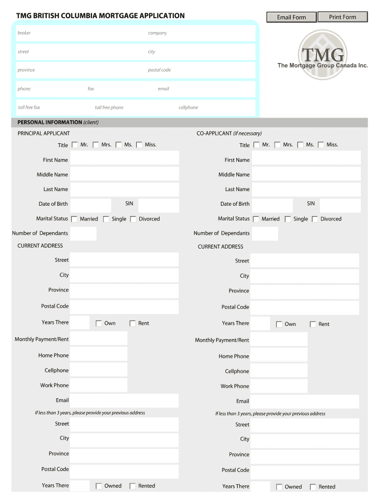 Morgage Morgage Application Form in Richmond Bc