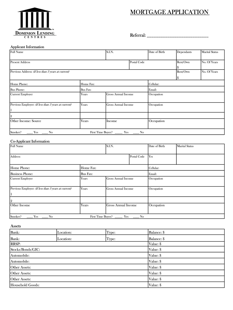 Mortgage Application Form