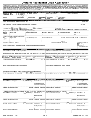 Uniform Residential Loan Form pdfFiller