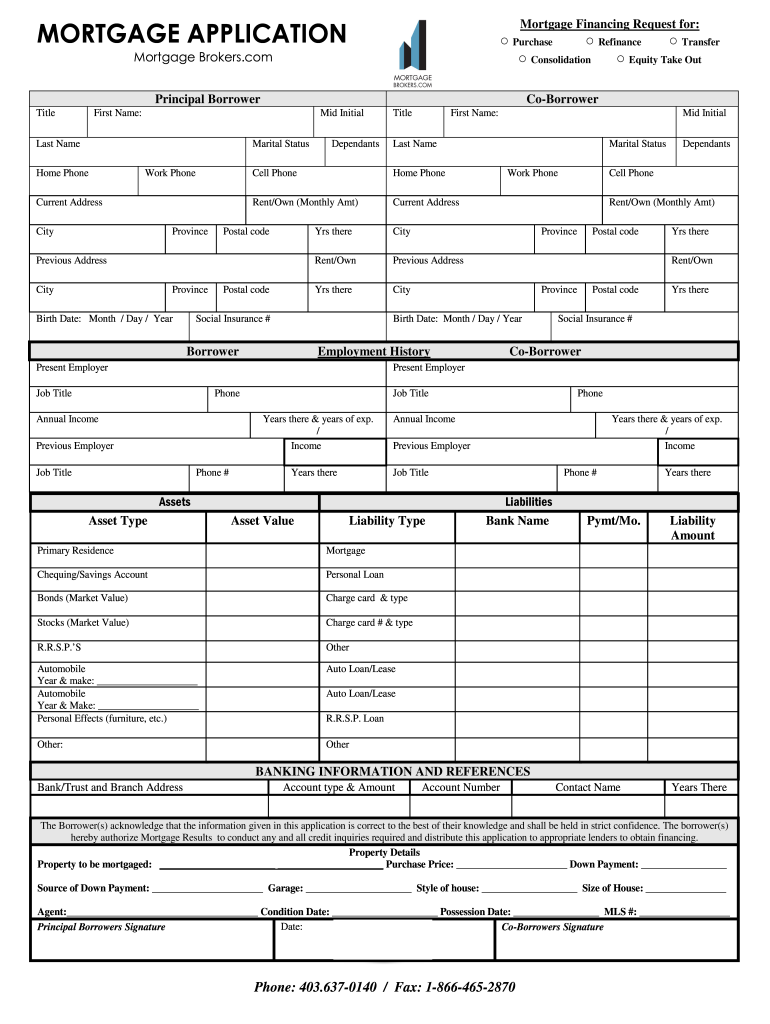 Mortgage Loan Application  Form