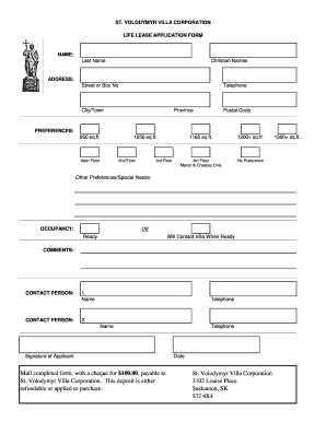 Lifetime Lease Agreement Template  Form