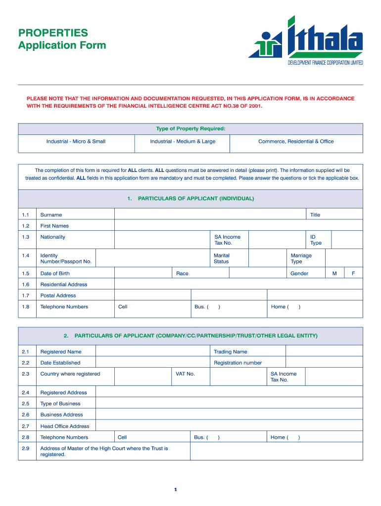 PROPERTIES ' I  Ithala Co  Form