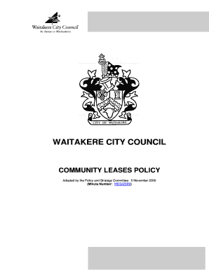Community Leases Policy Waitakere City Council Waitakere Govt  Form