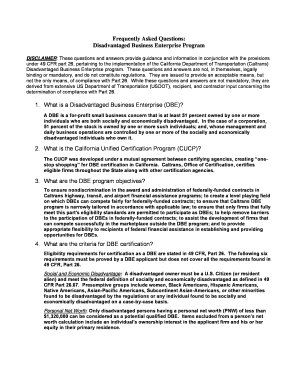 Q What is a Disadvantaged Business Enterprise DBE Dot Ca  Form