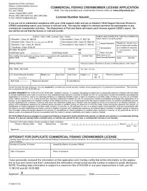 Alaska Commercial Fishing Crew License  Form