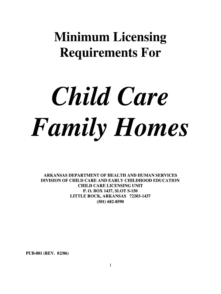 Minimum Licensing Requirements for Daycare Family Homes in Arkansas Form
