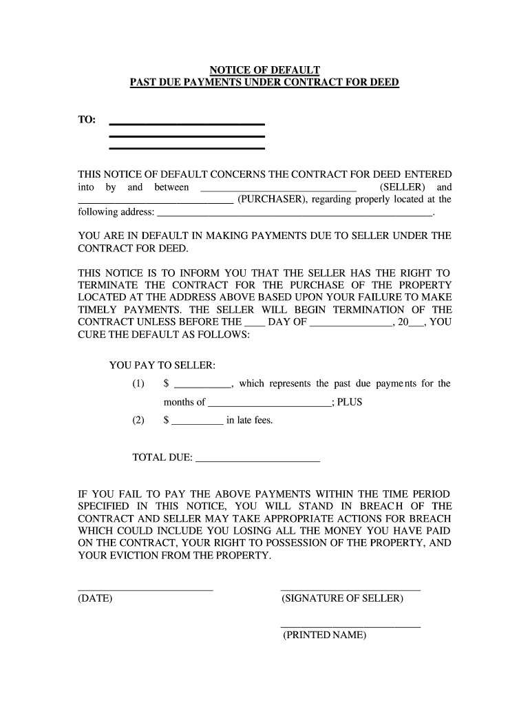 Notice Of Default Letter - Fill Out and Sign Printable PDF Template
