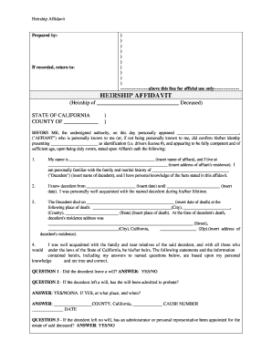 Affidavit of Descent  Form