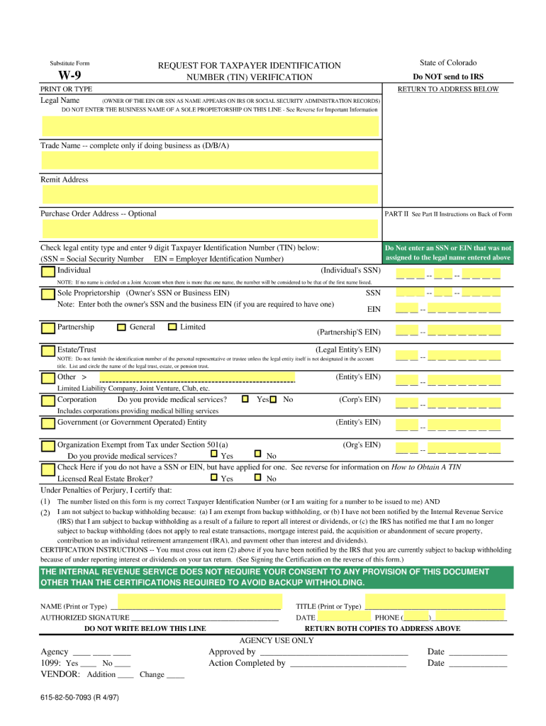  W9 Colorado Form 2015