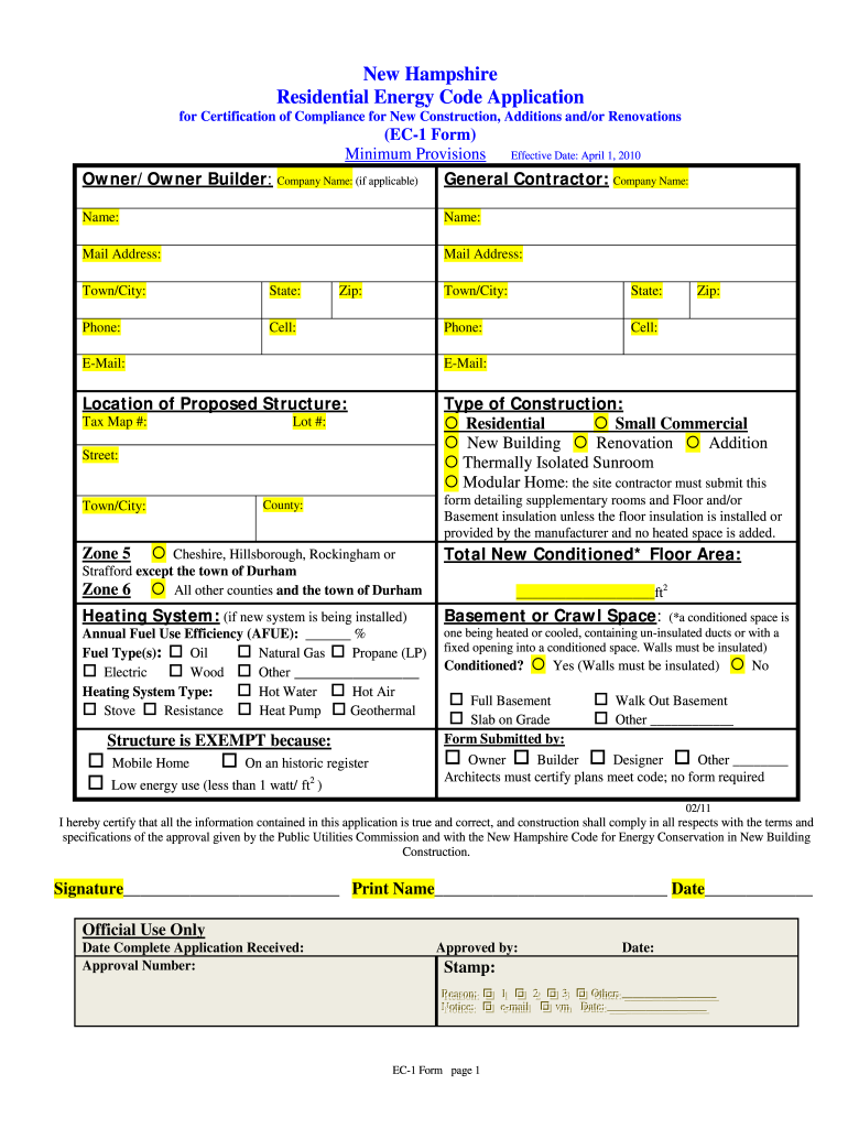 Nh Ec 1 Form