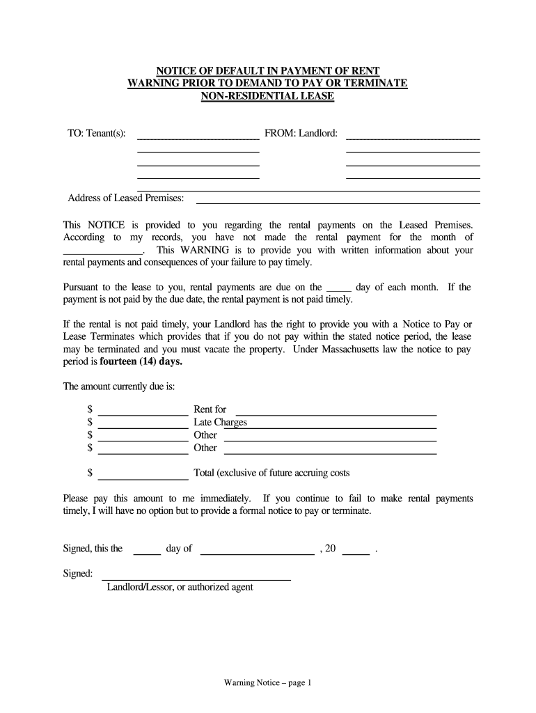 Commercial Rent Demand Letter  Form