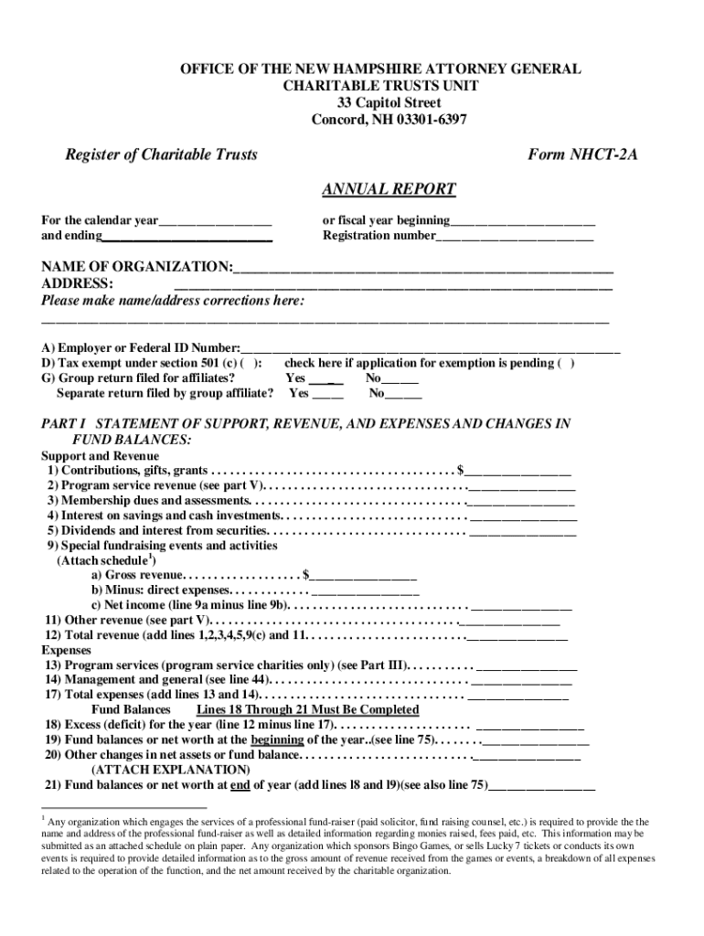 Nh Charitable Trust Annual Report  Form