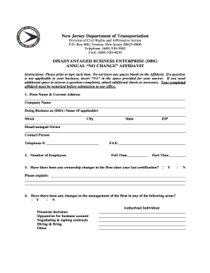 Affidavit of Change of State Form