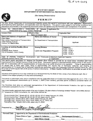 State of New Jersey Department of Environmental Protection  Form