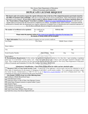 This Form is Only to Be Used to Request the Reprint of Licenses Due to the Loss of the Original Documents Previously Issued by T