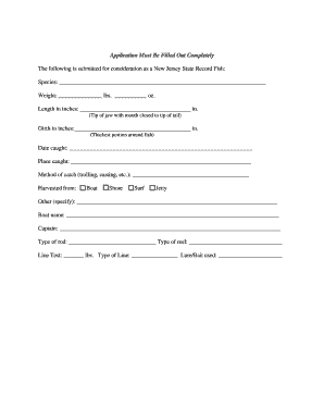 Application for NJ State Record Fish Saltwater Nj  Form
