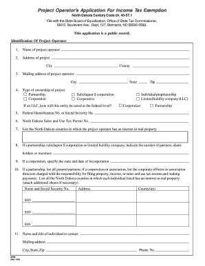 Application for Income Tax Exemption Nd  Form